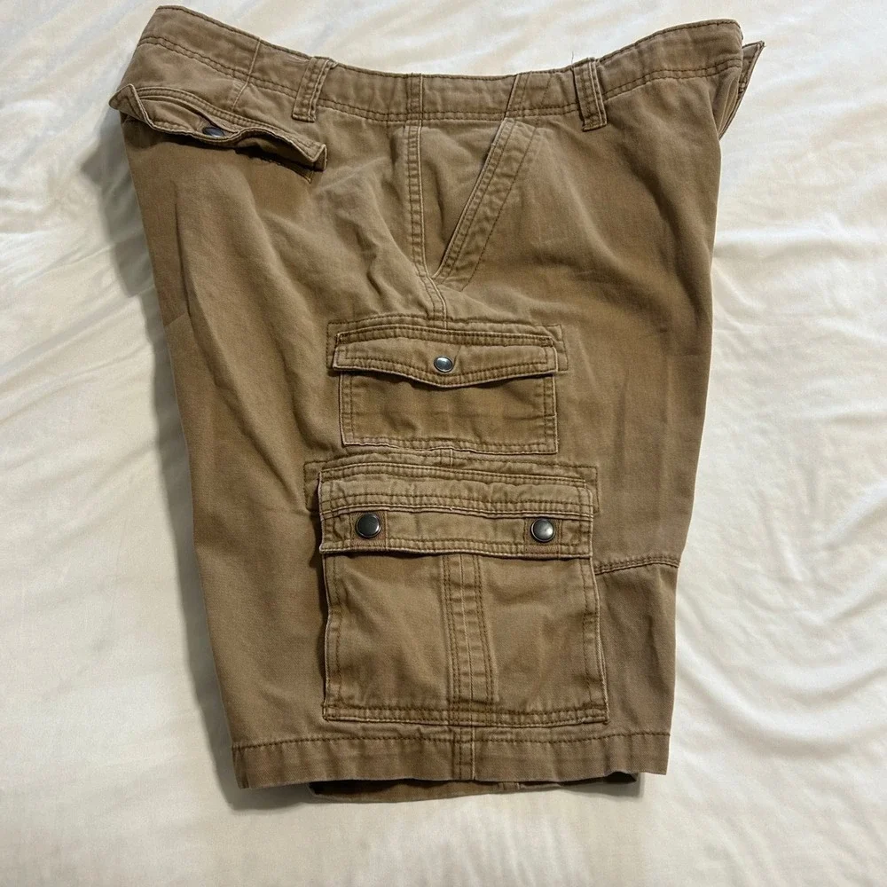 Iron Co Mens Cargo Shorts Size 40 Tobacco Brown Cotton Utility Multi-Pocket